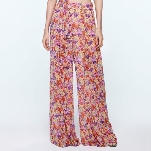 NWOT ZARA Printed Palazzo trousers size S - Picture 4 of 15